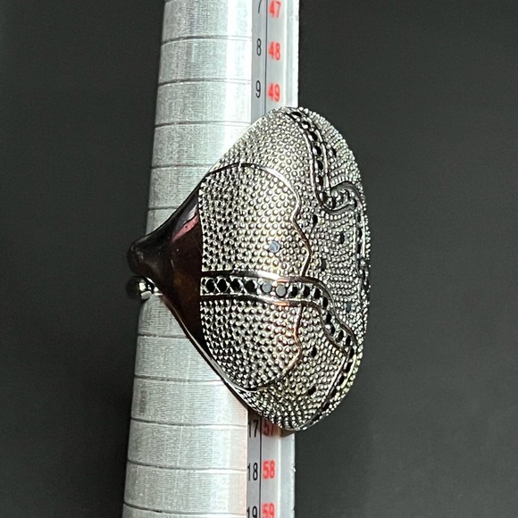 Rebecca of Italy Silver and Black Gold-Plated Bronze Ring w/ Cubic Zirconia - Picture 13 of 16